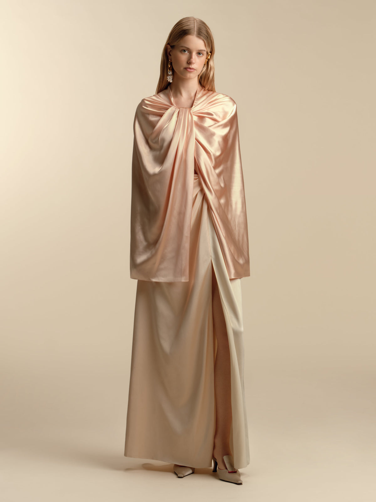 Twist Capelet in Pale Peach