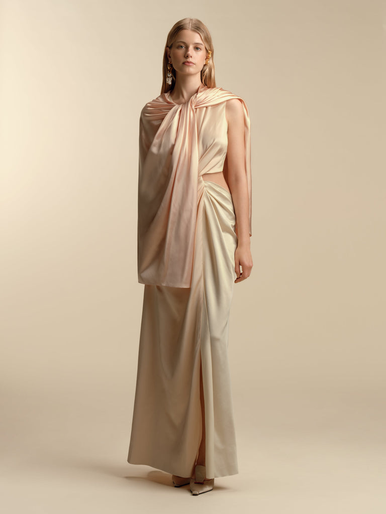 Twist Capelet in Pale Peach