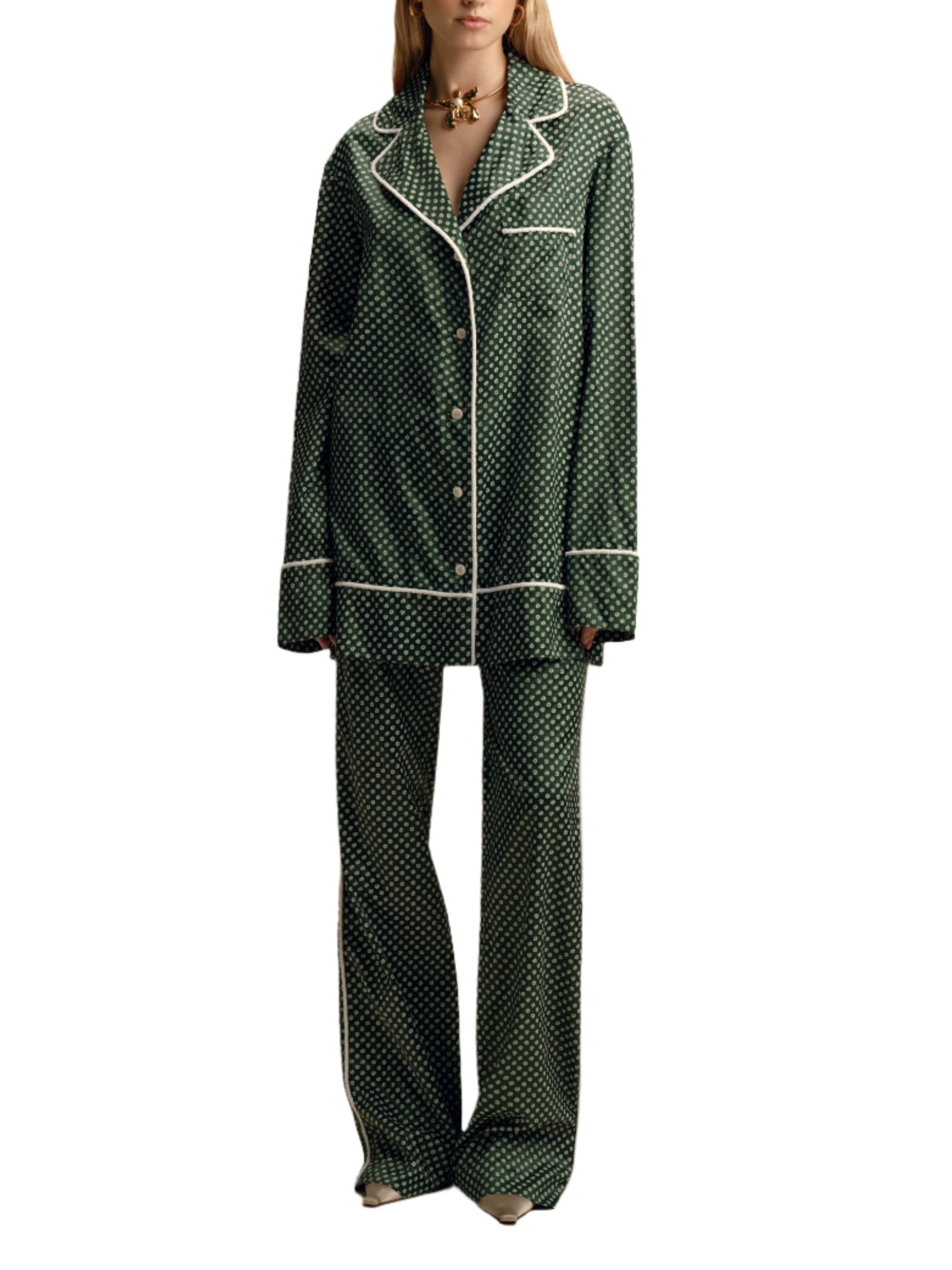 Longsleeve Pajama Top in Micro Floral Print