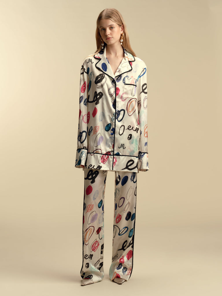 Drawstring Pajama Pant in Dot Print
