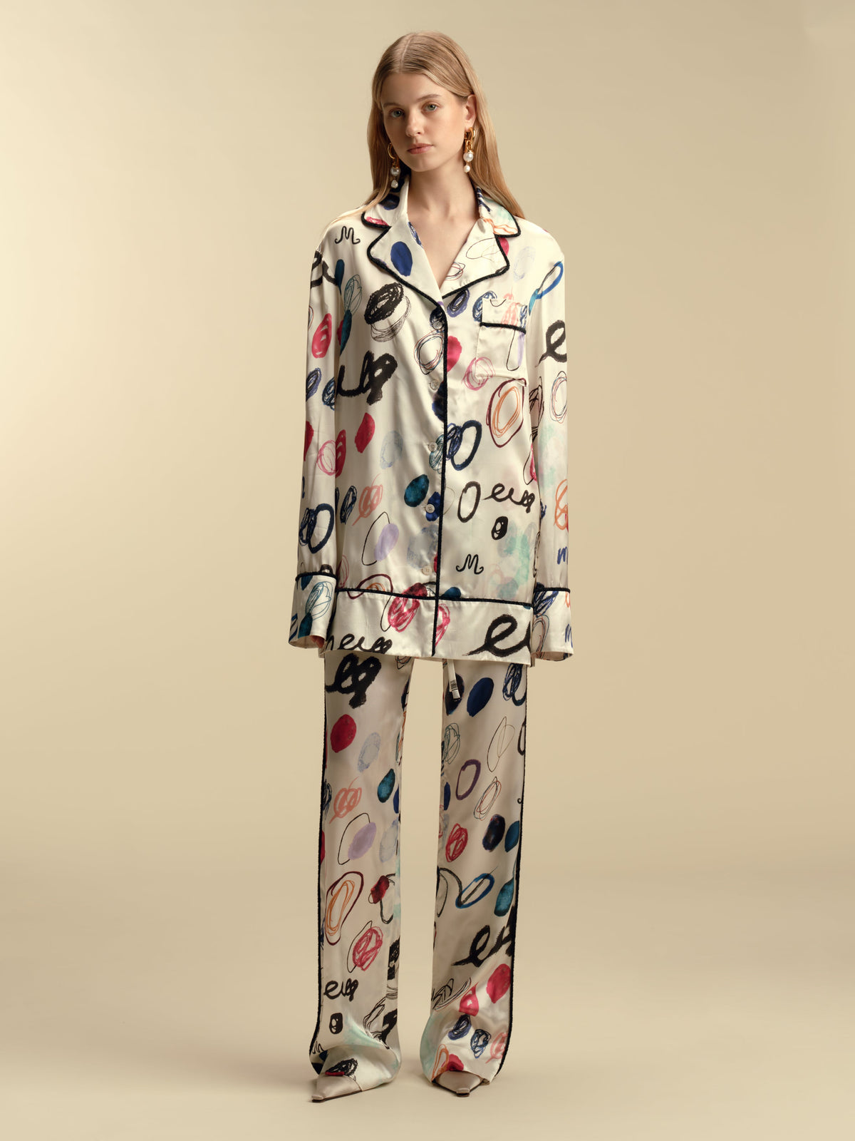 Drawstring Pajama Pant in Dot Print