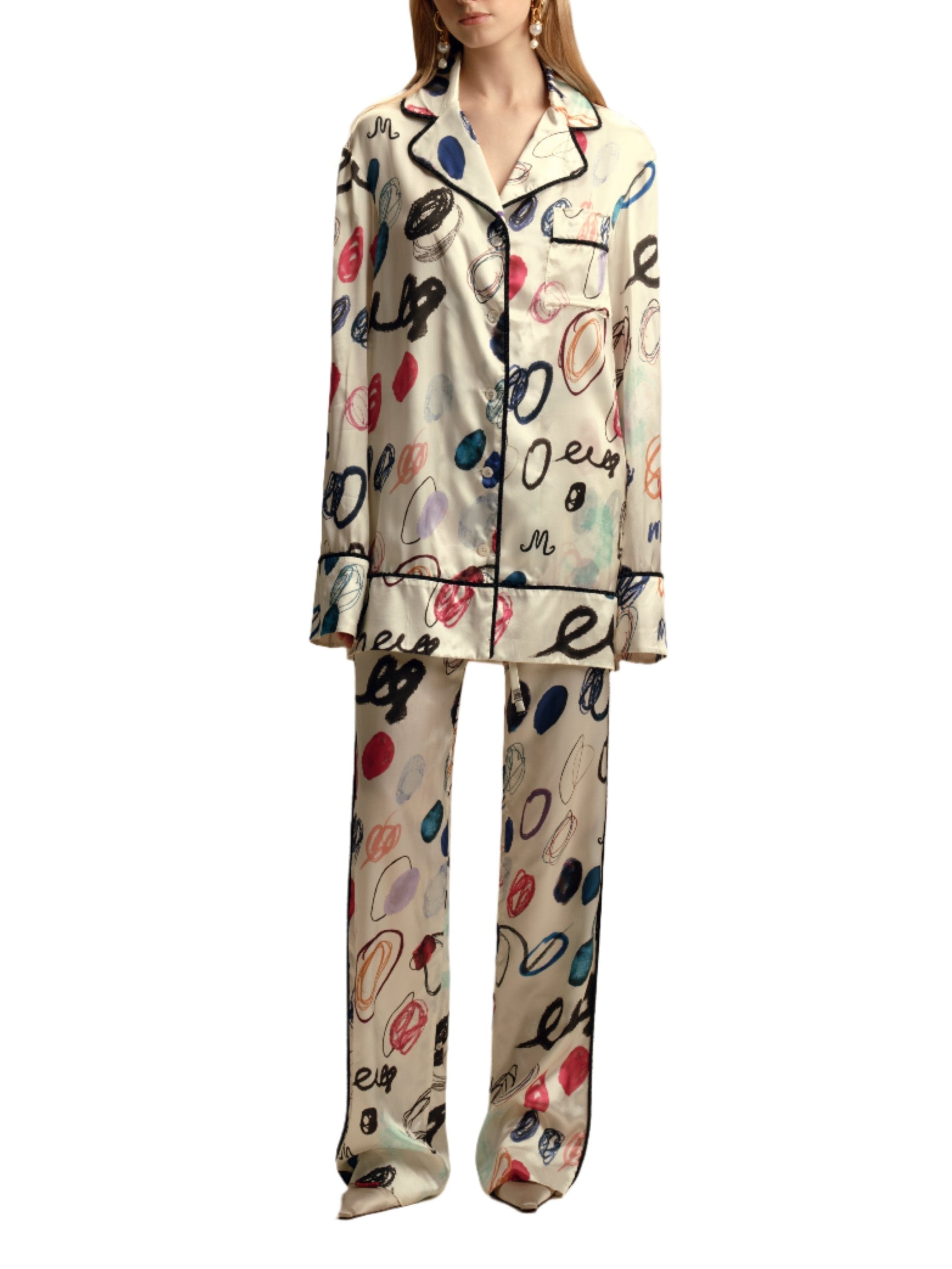 Longsleeve Pajama Top in Dot Print