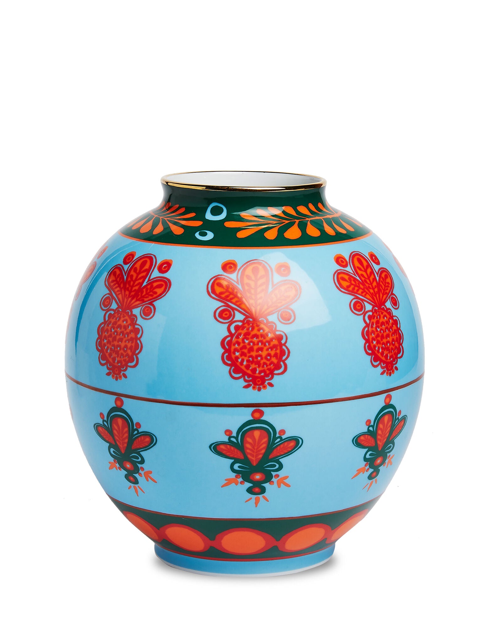 Bubble Vase Pineapple Azzurro in Porcelain