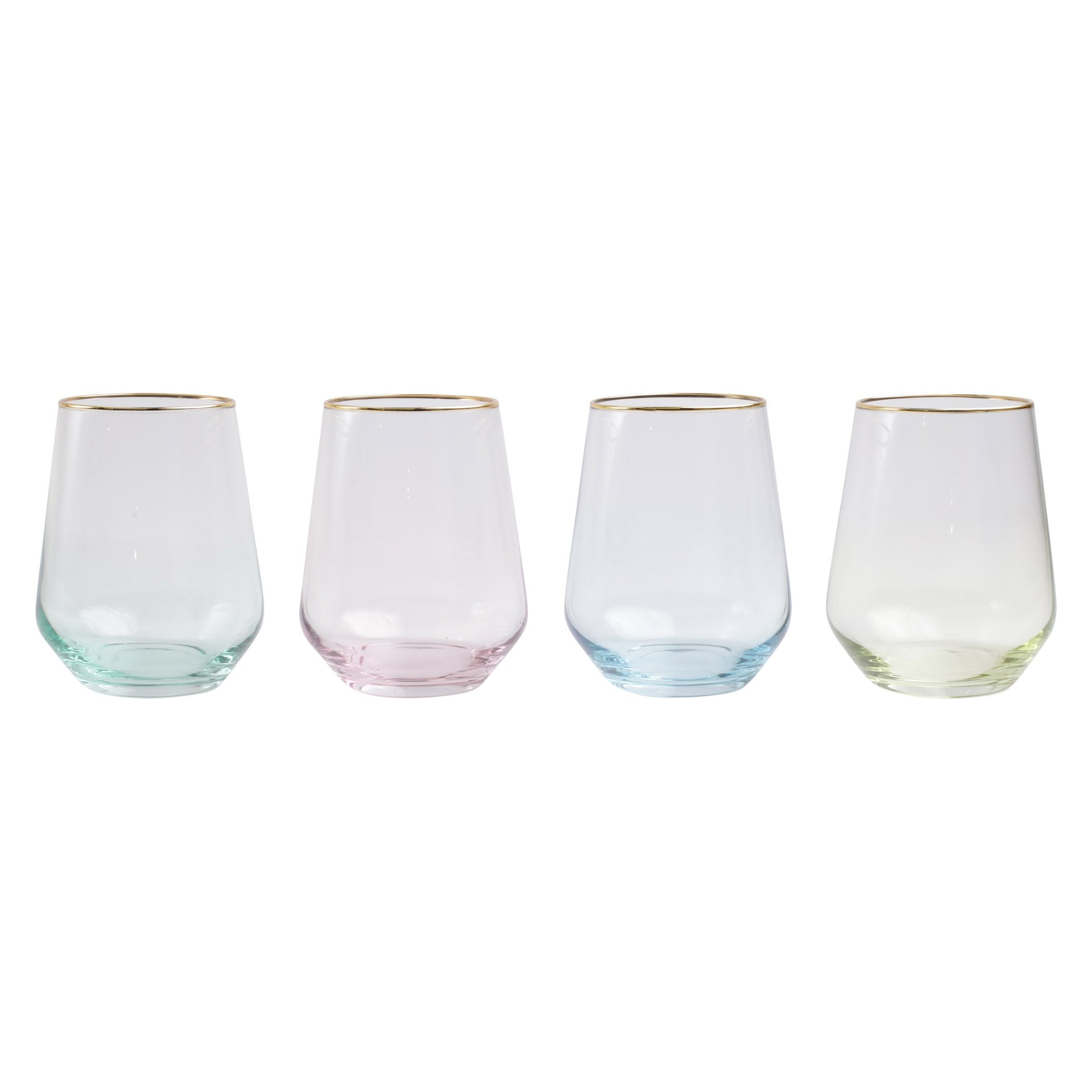 Rainbow Stemless Wine Glasses, Set of 4