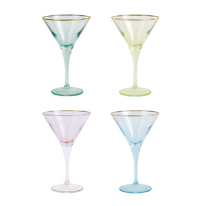 Rainbow Martini Glasses, Set of 4