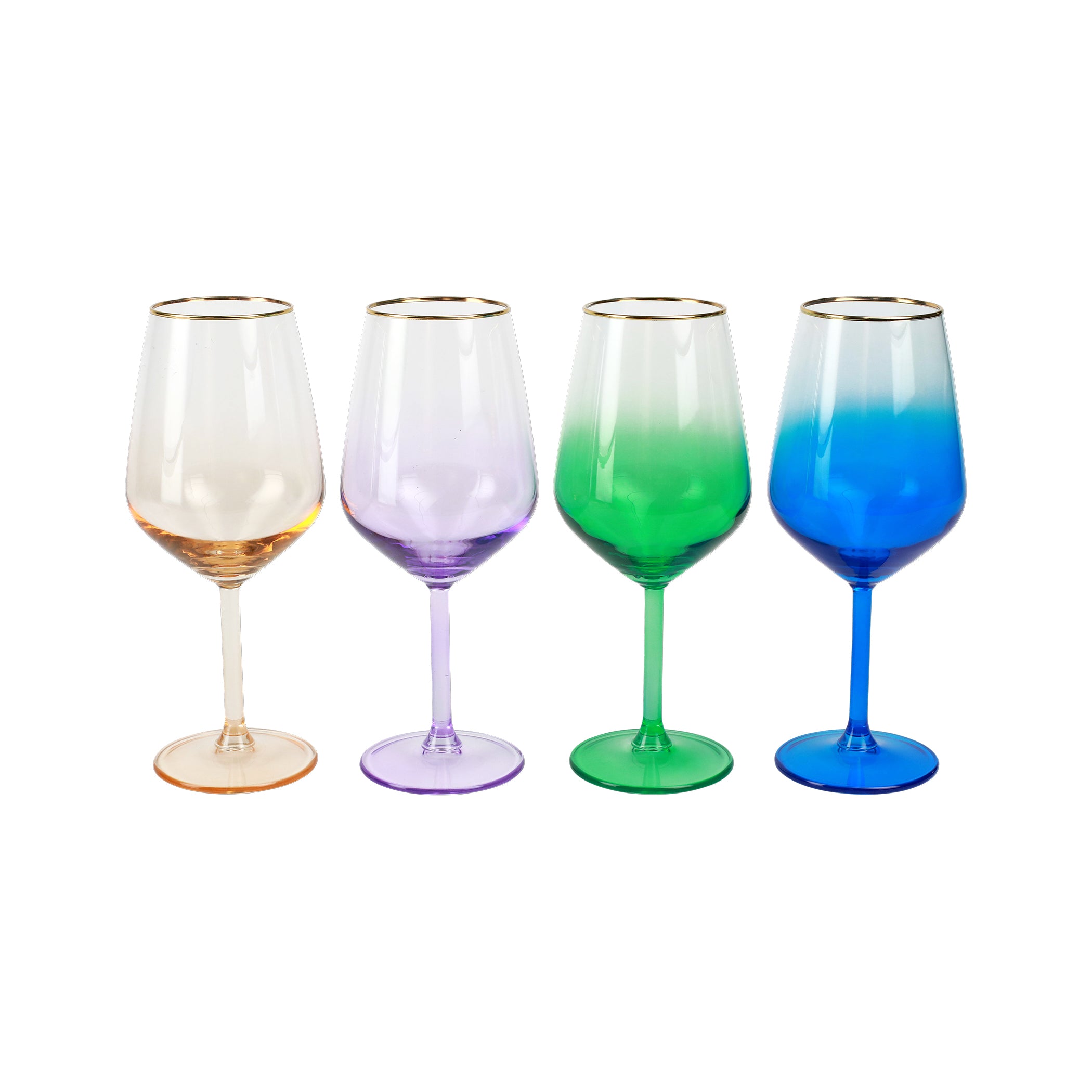 Rainbow Wine Glasses, Set of 4