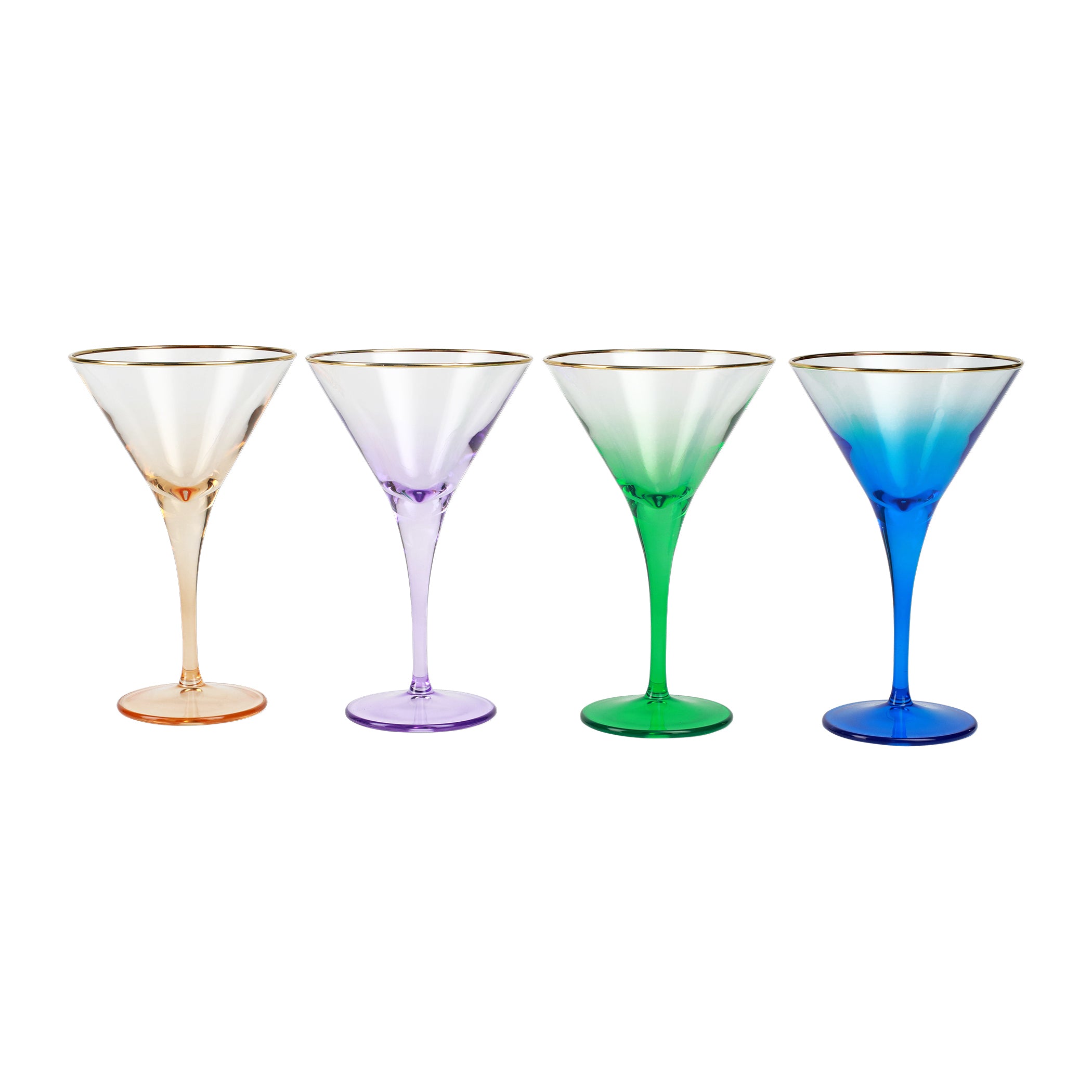 Rainbow Martini Glasses, Set of 4