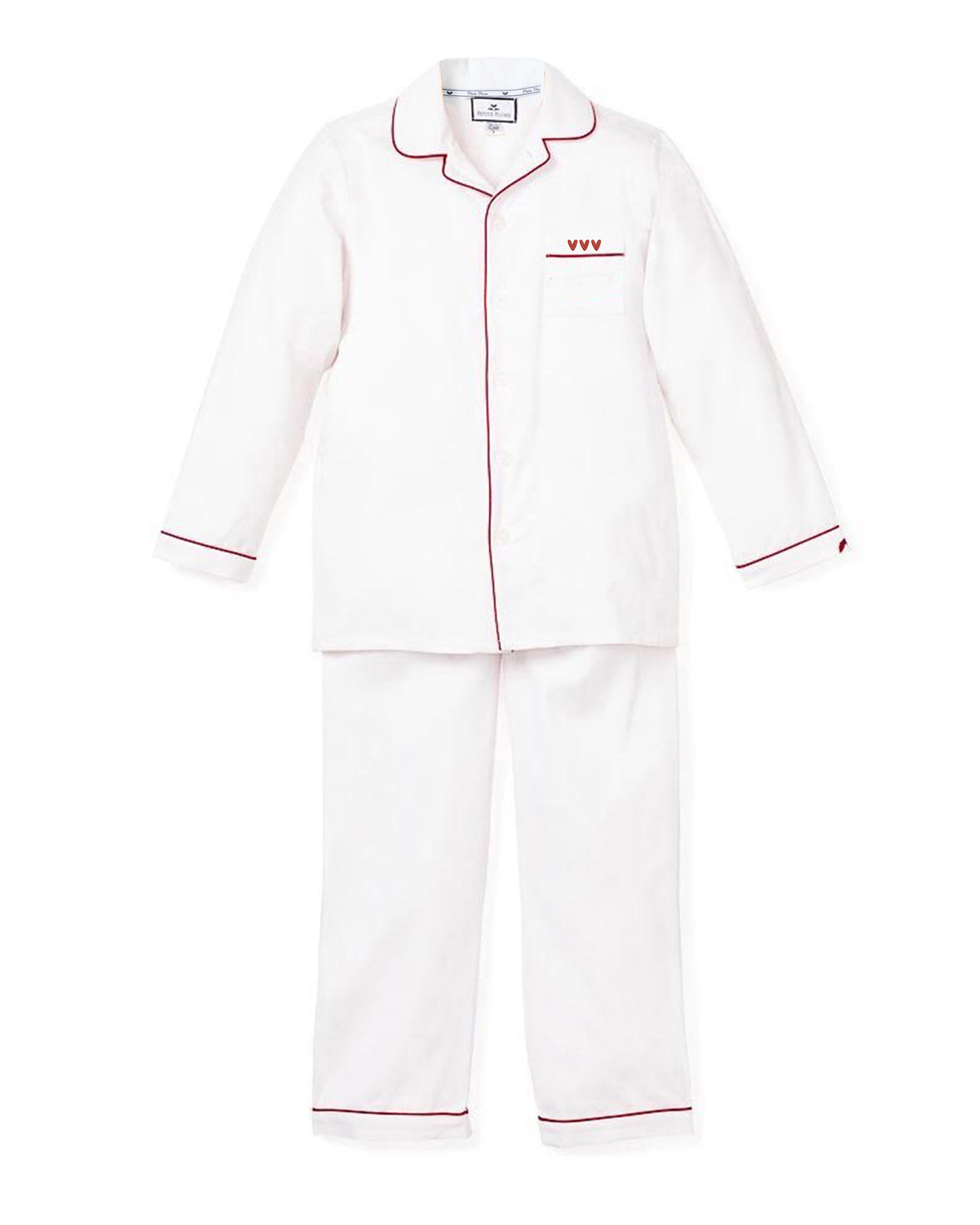 Children’s Valentine’s Collection Pajamas with Heart Embroidery