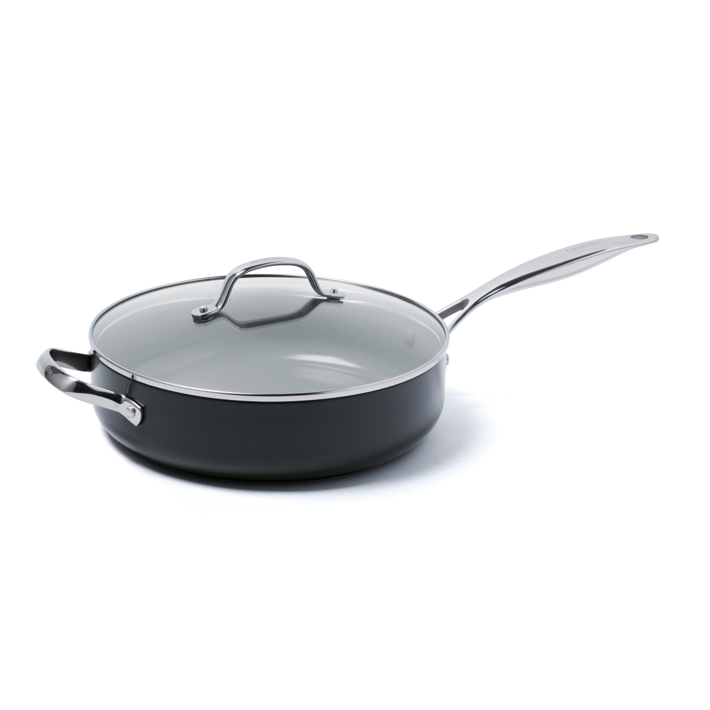 Valencia Collection Covered Sauté Pan in Black Stainless Steel