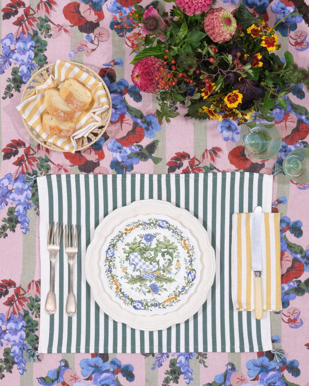 Vera Stripe Placemat in Green