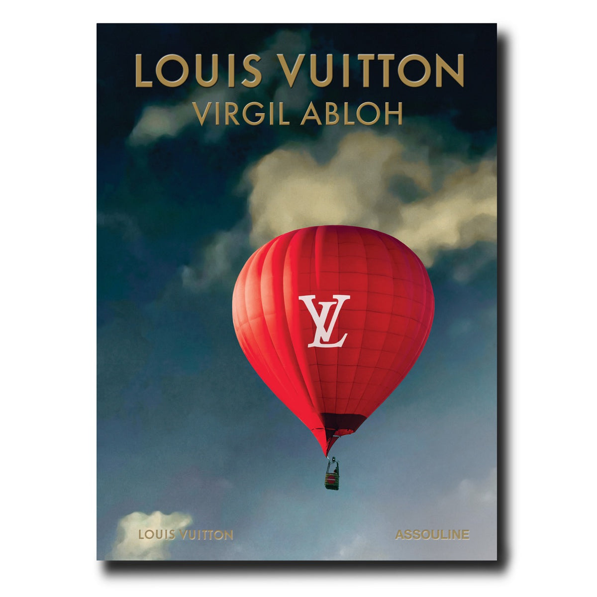 Front cover of Louis Vuitton: Virgil Abloh book showcasing red Louis Vuitton balloon artwork and gold title text