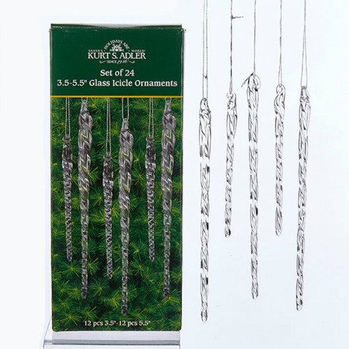 Clear Glass Icicle Set of 24