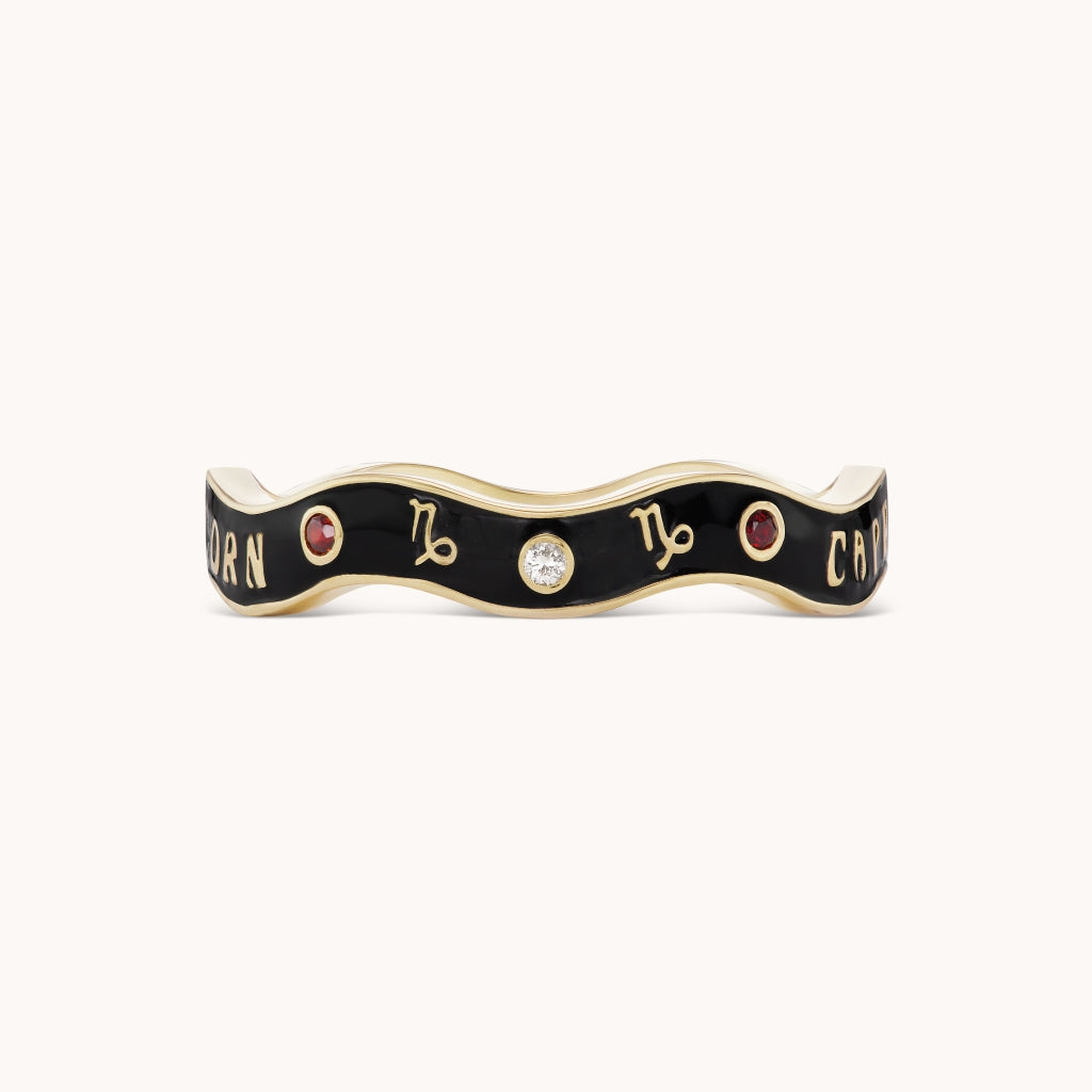 Capricorn Zodiac Enamel Wave Ring III - Marlo Laz