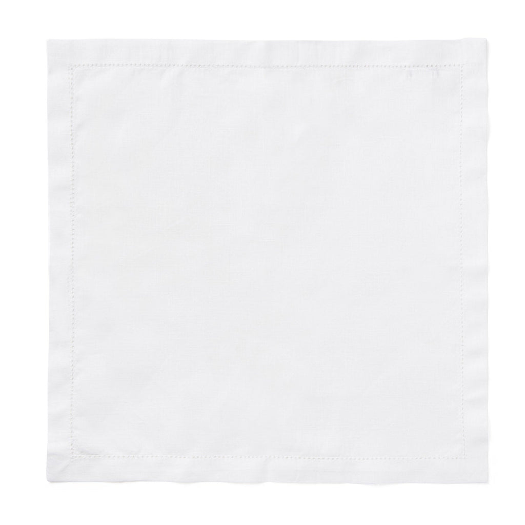 Luxury woven white timeless Classic linen hemstitch table napkin white¬† 45x45cm