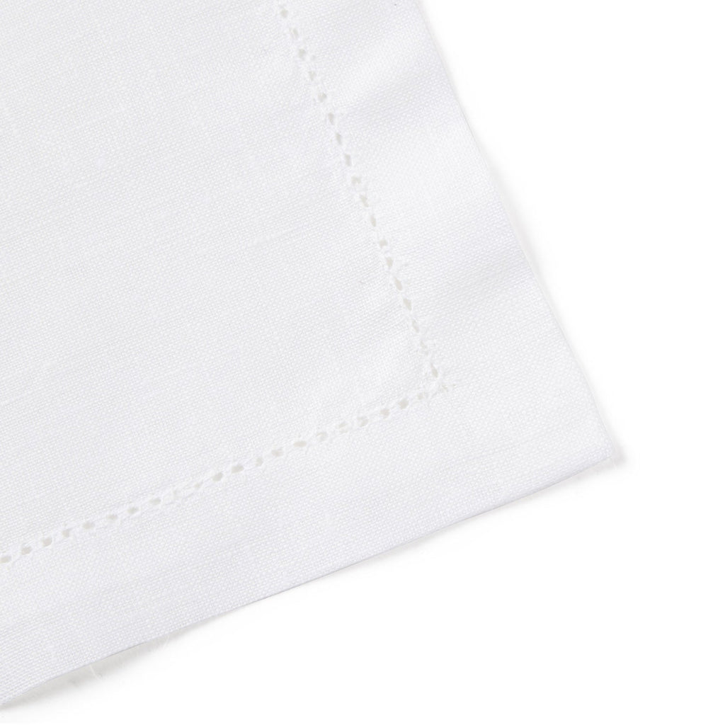 Luxury woven white timeless Classic linen hemstitch table napkin white¬† 45x45cm