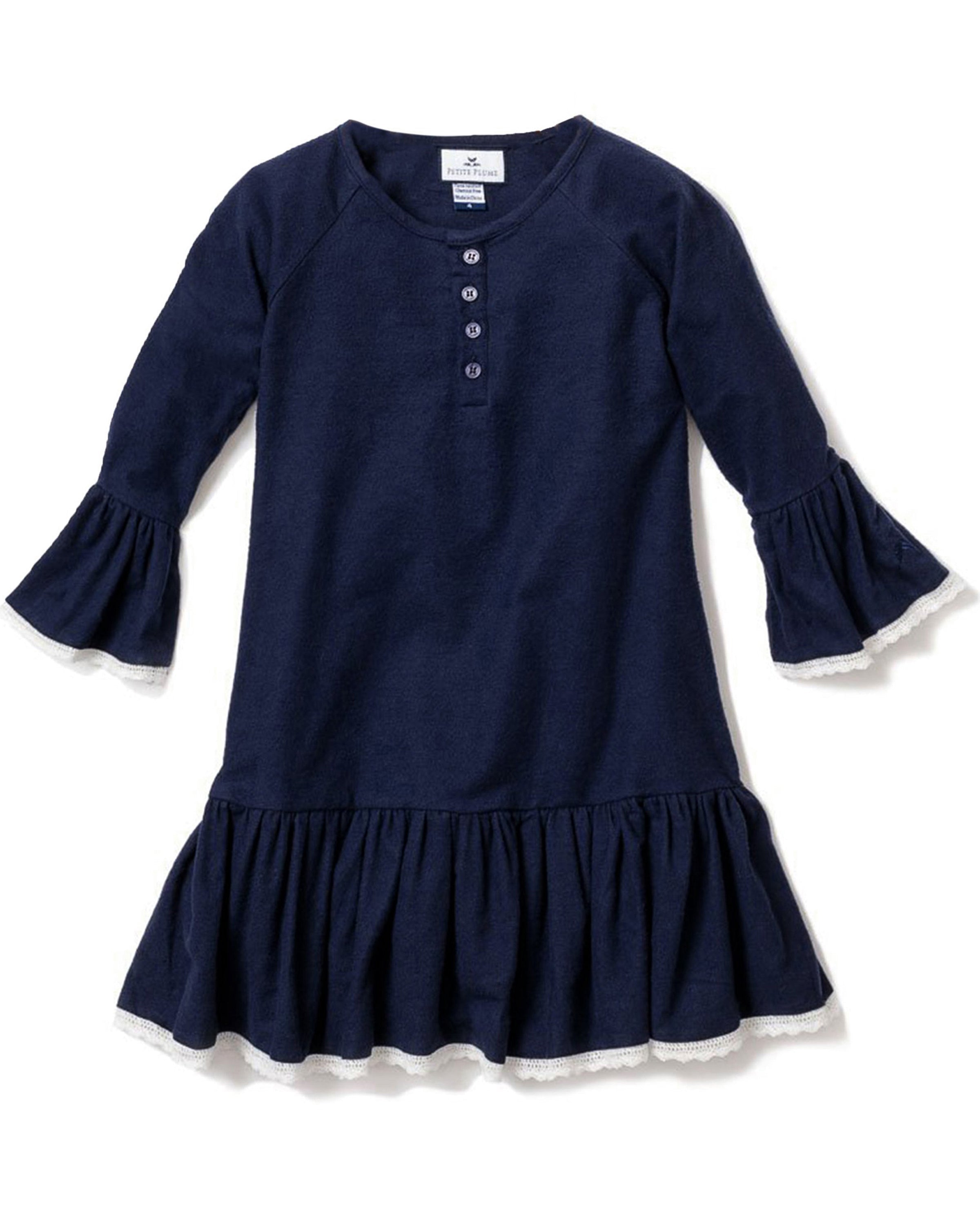 Navy Flannel Arabella Nightgown