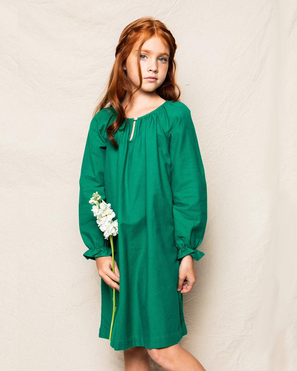 Green Flannel Delphine Nightgown