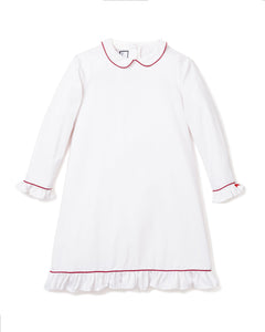 Children’s White Sophia Nightgown with Red Piping