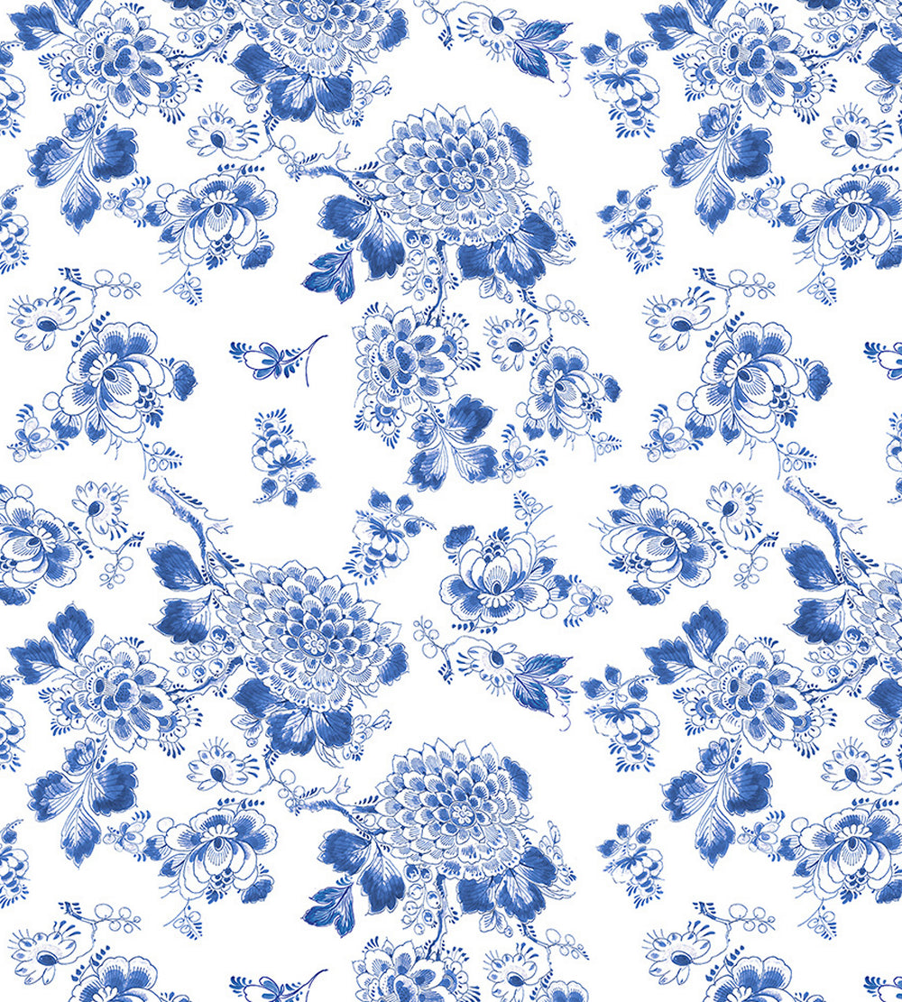 Blue and white Royal Delft Heritage wallpaper swatch