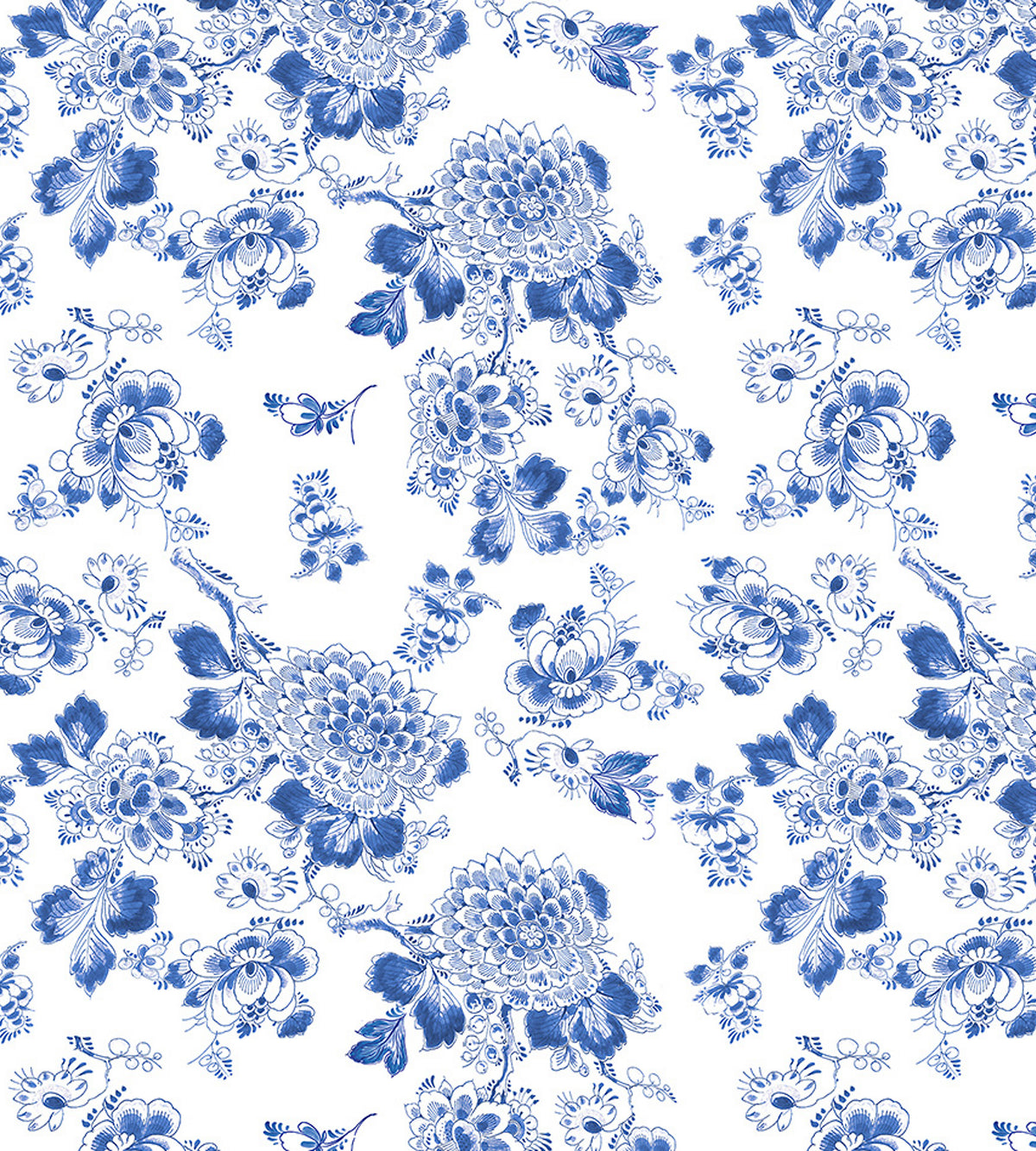 Blue and white Royal Delft Heritage wallpaper swatch