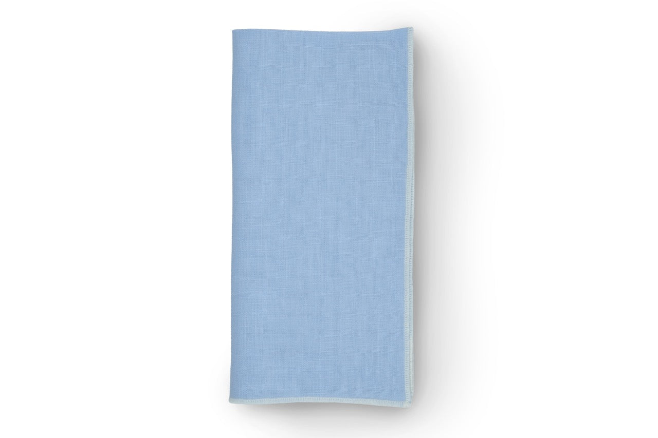 Air Blue Napkin with White Small Trim, Set of 4