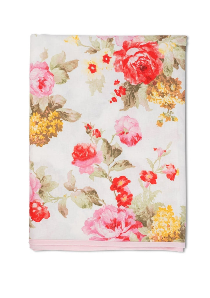 Wild Roses Tablecloth in White