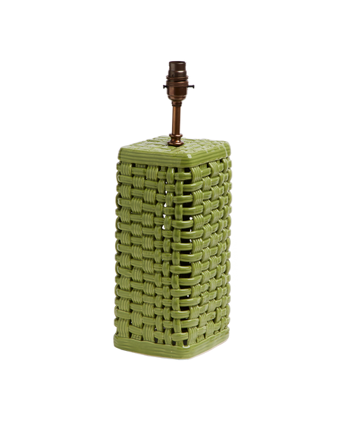 WOVEN CERAMIC LAMP BASE, GREEN