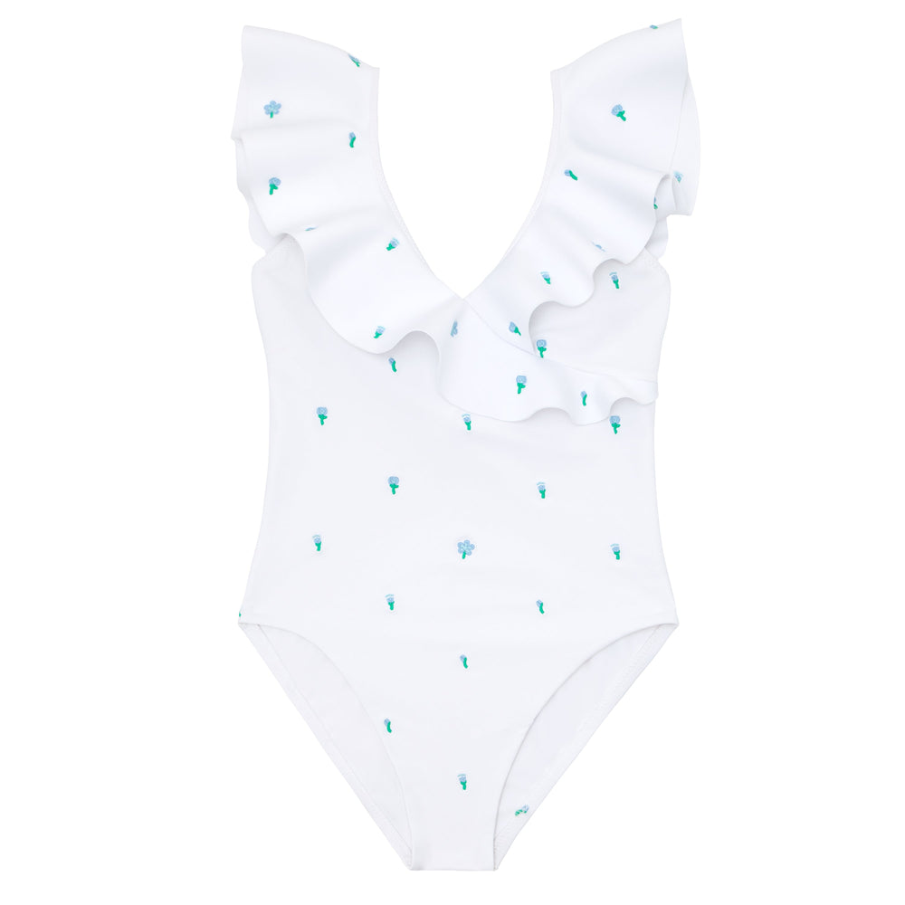 minnow x Fanm Mon Women's Coconut Grove White Ruffle One Piece