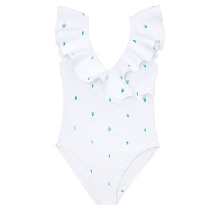 Minnow x Fanm Mon Women's Coconut Grove White Ruffle One Piece