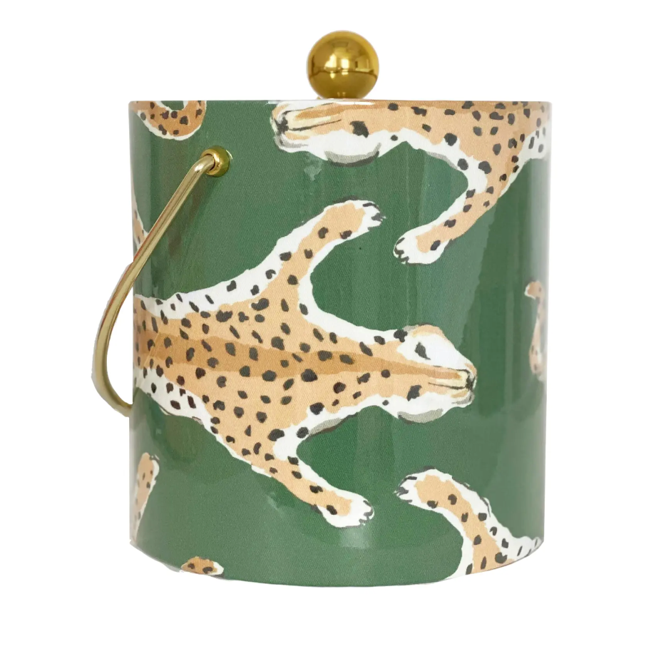 Contemporary Green Leopard Ice Bucket