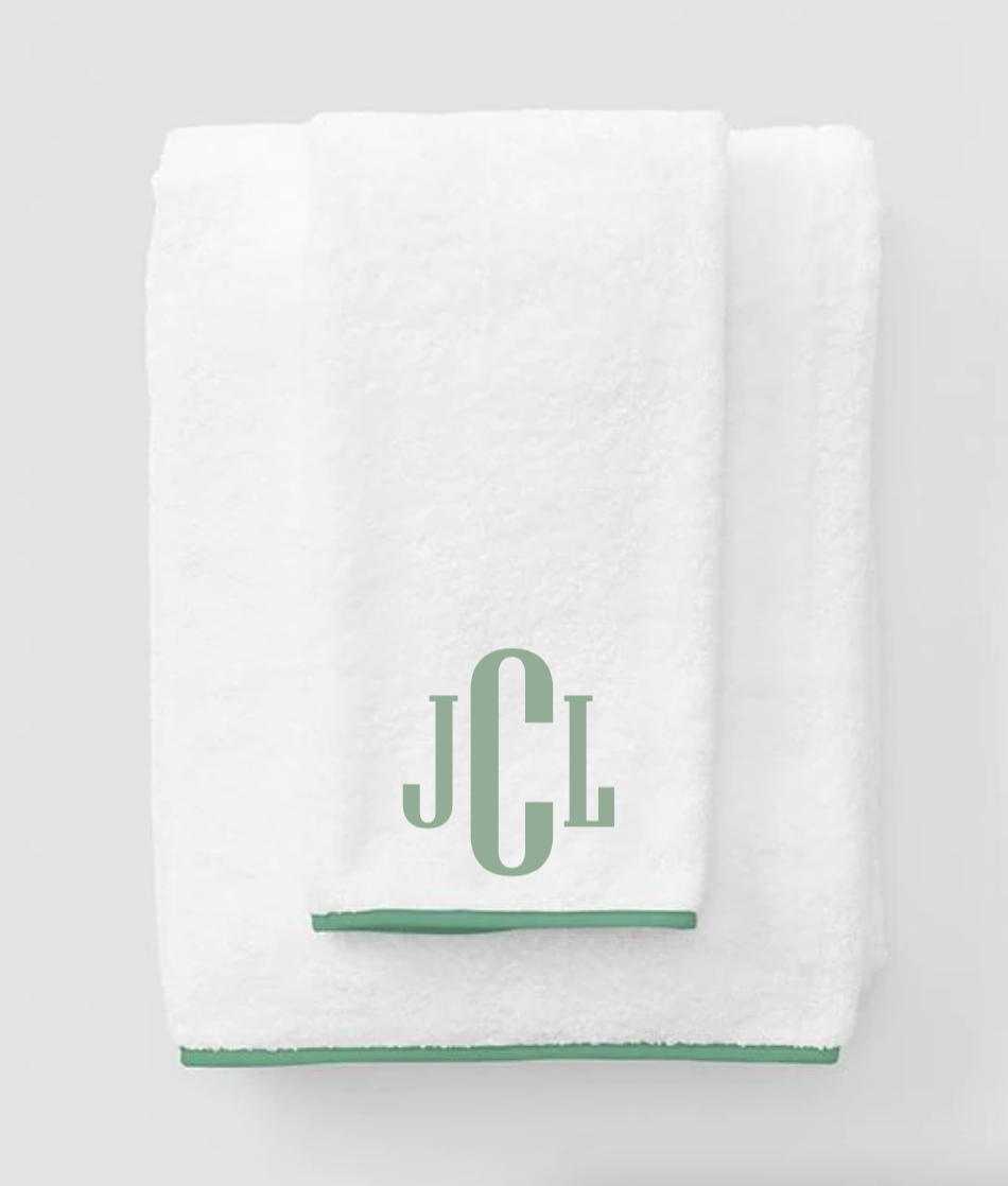Bath Sheet Starter Pack (6 pieces) - 'JCL' (Monogram: Hudson, Color: Green)