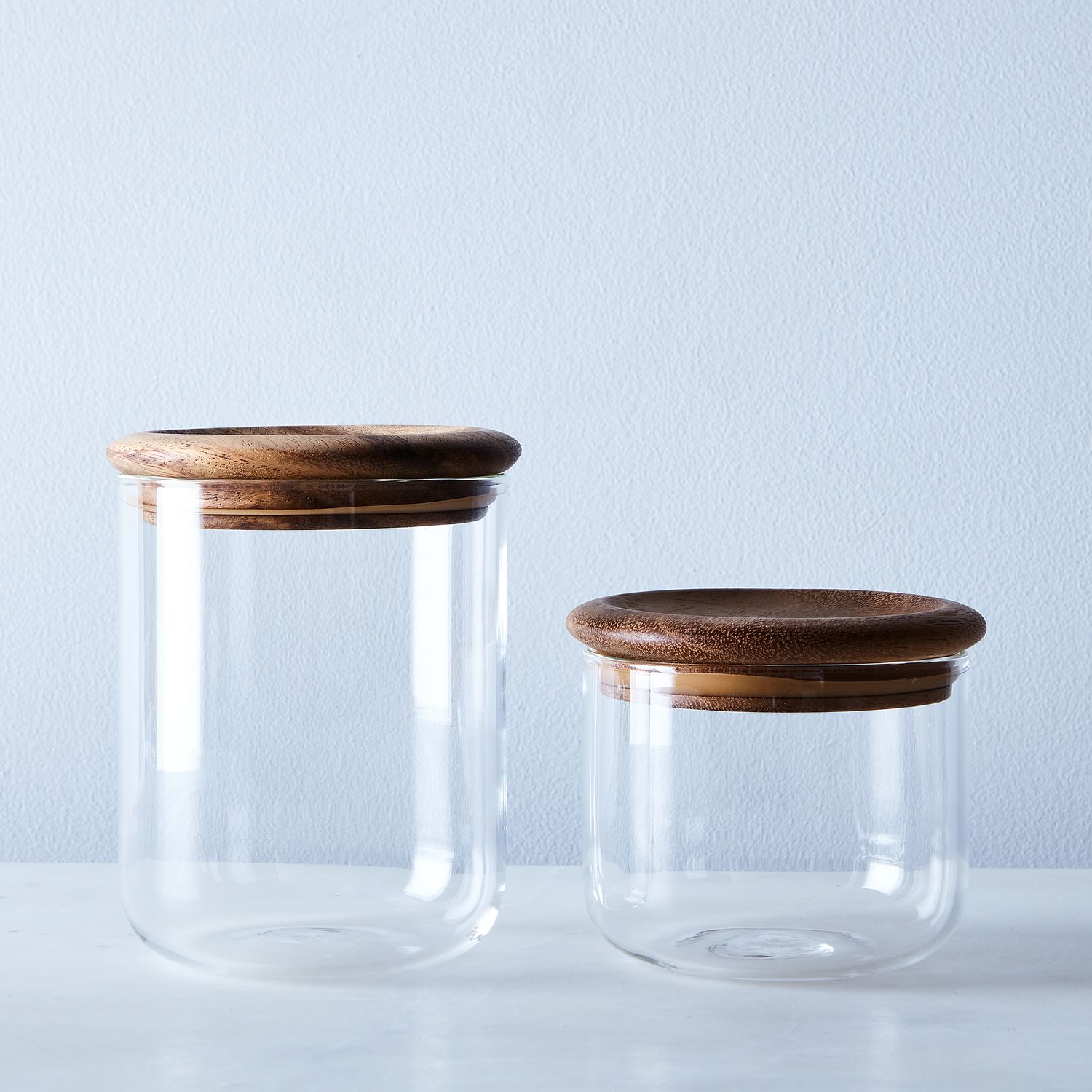 Baum Glass & Wood Airtight Canisters (Set of 2)
