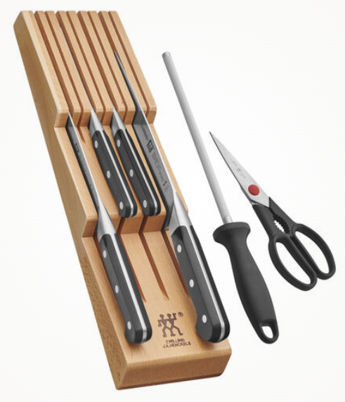 7-pc, Block Set with Beechwood In-Drawer Knife Tray