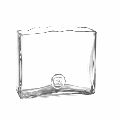 Clear Medallion Square Glass Vase