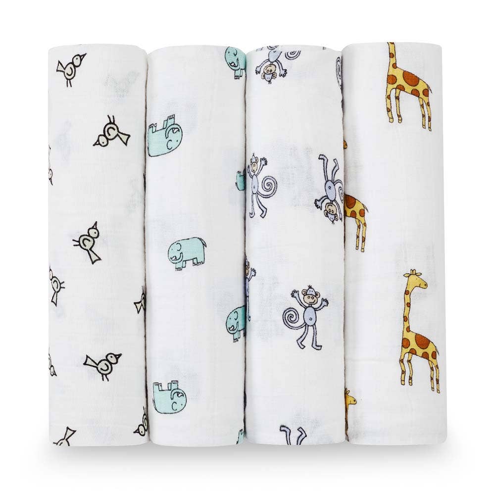 boutique cotton muslin swaddles 4 pack