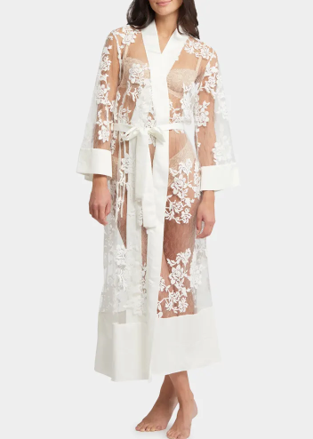 Charming Sheer Embroidered Lace Robe