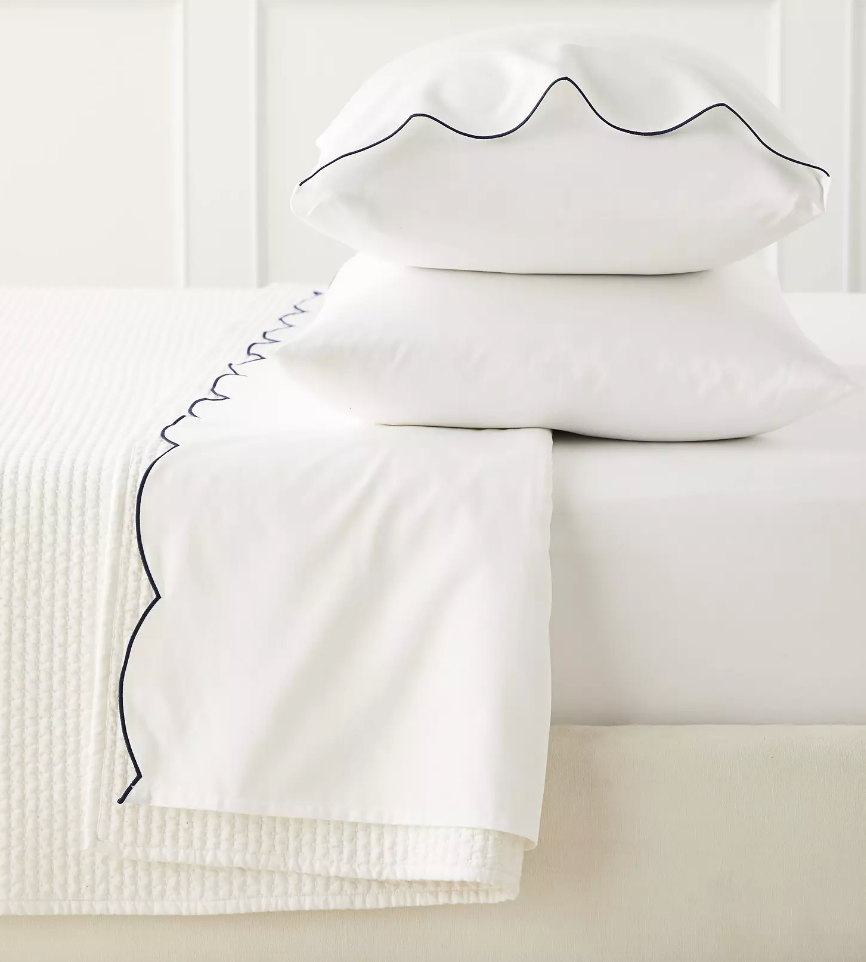 Scallop Sateen Sheet Set King Navy
