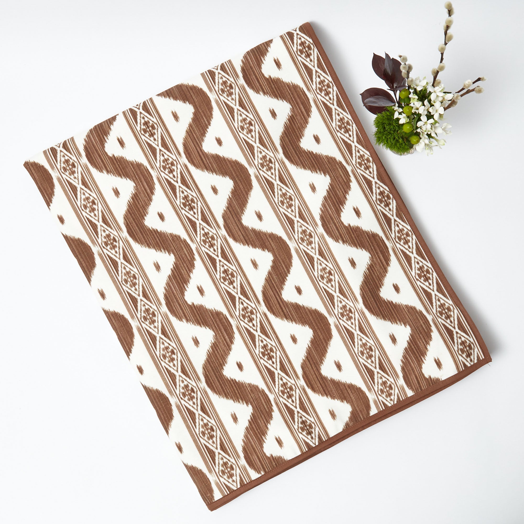 Chocolate Brown Ikat Tablecloth