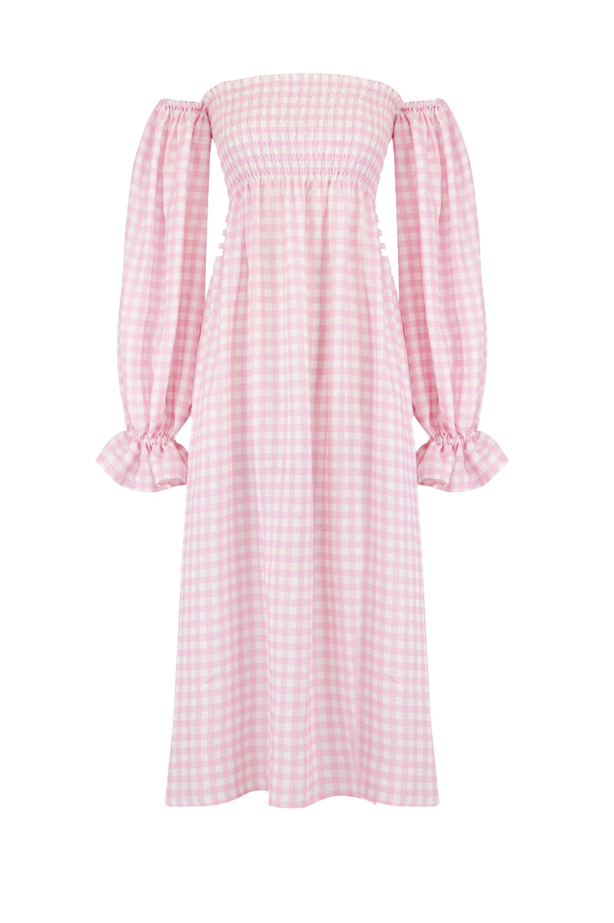 pink and white linen dress Color-block Linen Dress PALAWAN