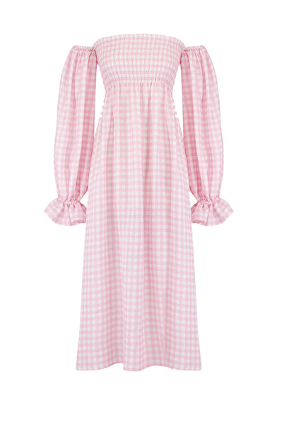 Atlanta Linen Dress in Pink Vichy | Over The Moon Atlanta Linen Dress in Pink Vichy | Over The Moon