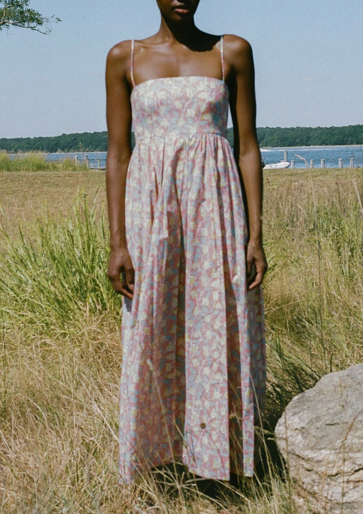 Nicole Dress in Coral Bougainvillea