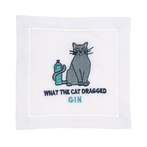 What The Cat Dragged Gin Cocktail Napkins, Set of 4