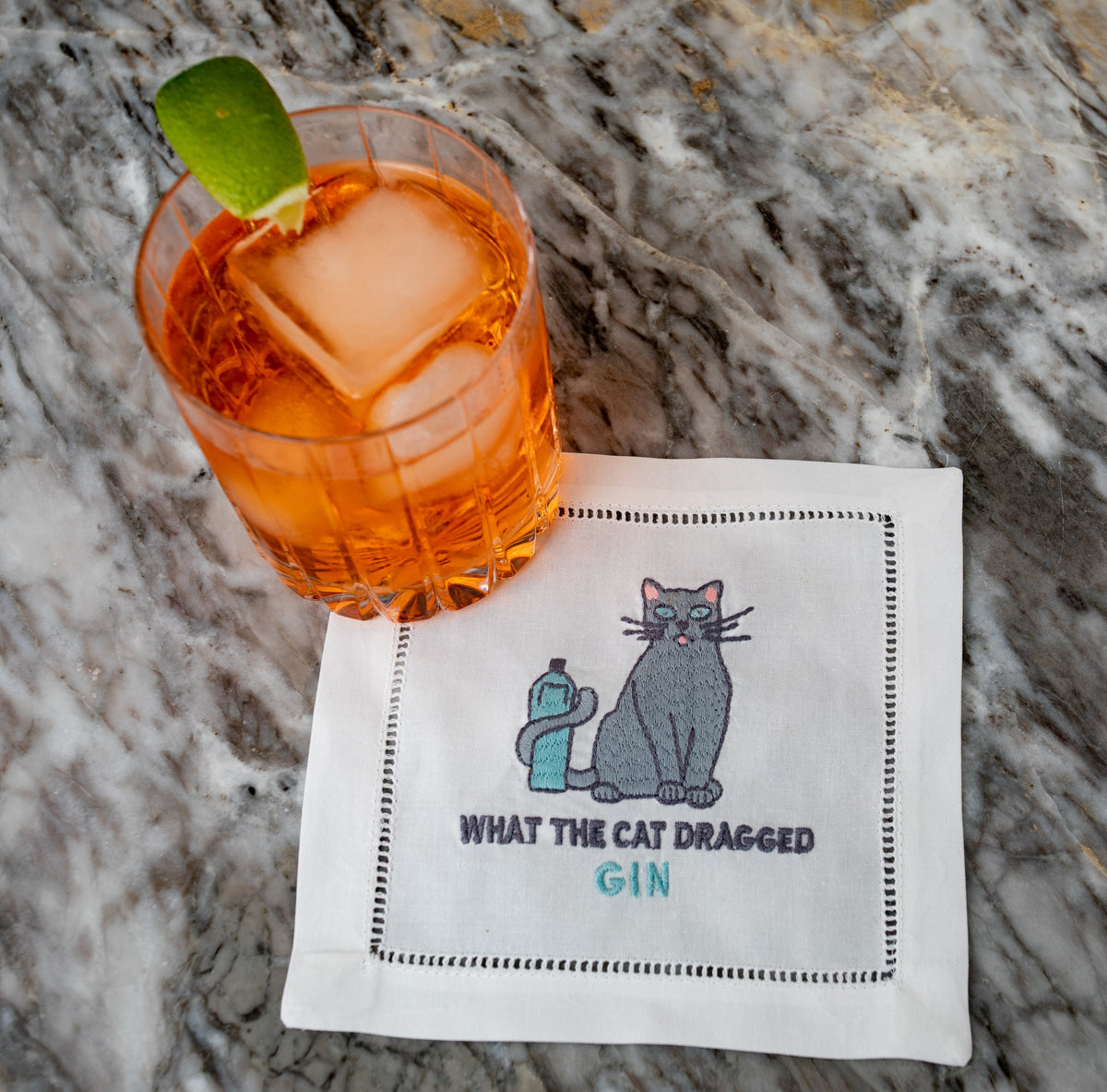 What The Cat Dragged Gin Cocktail Napkins, Set of 4