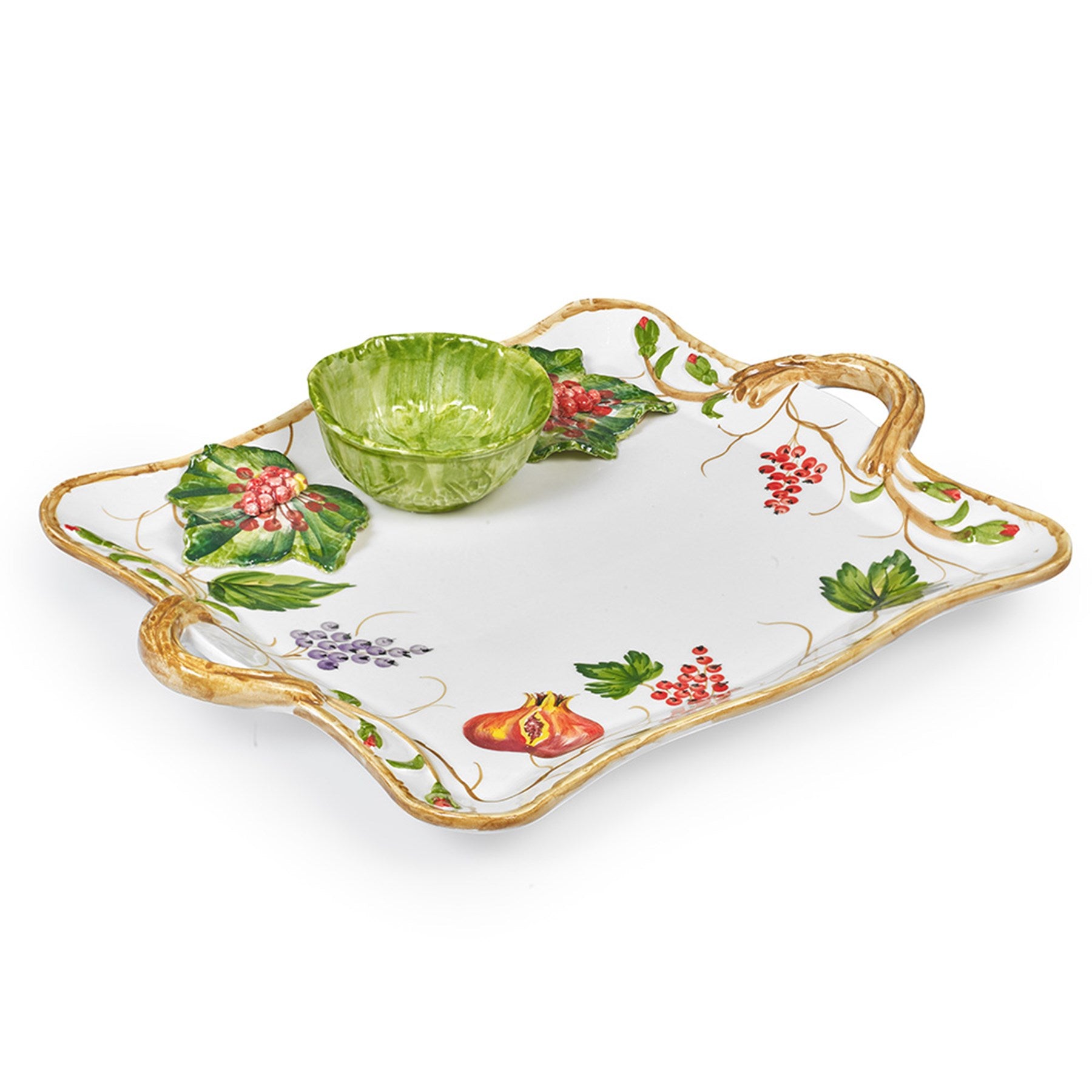 Autumn Botanica Chip and Dip Tray with Handles