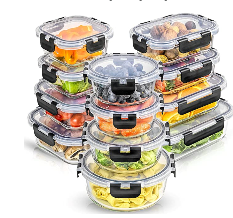 24pc Borosilicate Glass Storage Containers with Lids