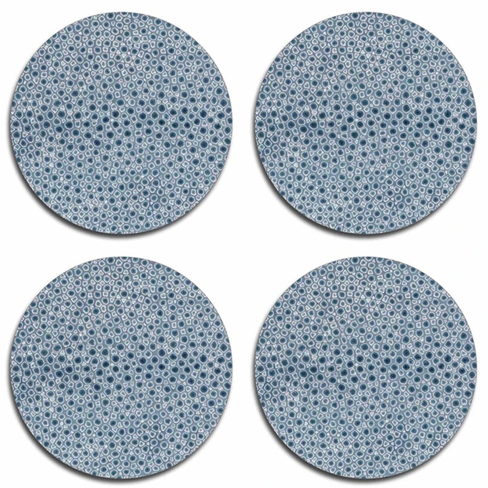 Blue Shagreen Design Round Coasters (Set of 4)