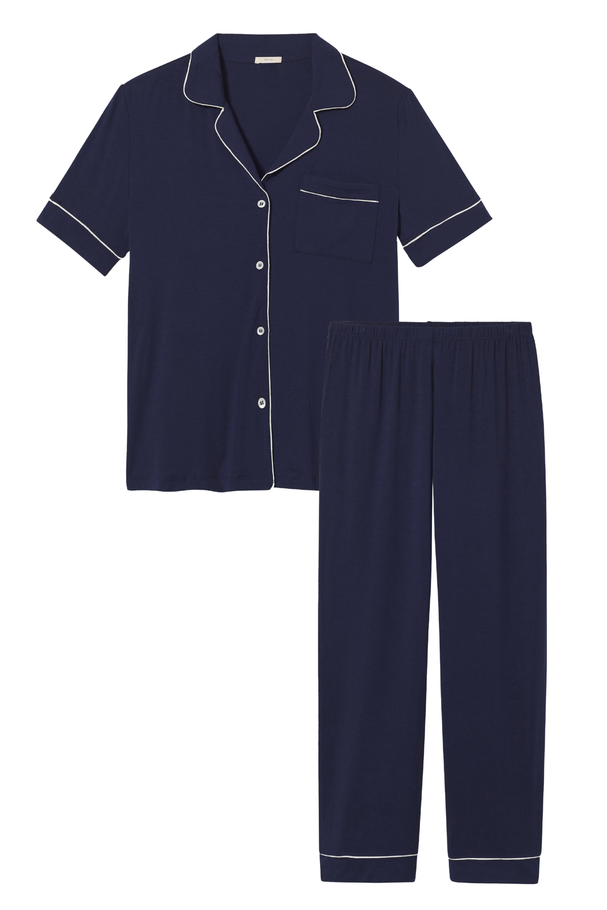 Gisele Short Sleeve Pant PJ Set in Navy/Ivory