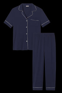 Gisele Short Sleeve Pant PJ Set in Navy/Ivory