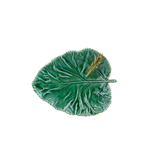 Top view of Countryside Leaves Mulberry Leaf with Grasshopper showcasing a textured green leaf shape and grasshopper detail on a white background