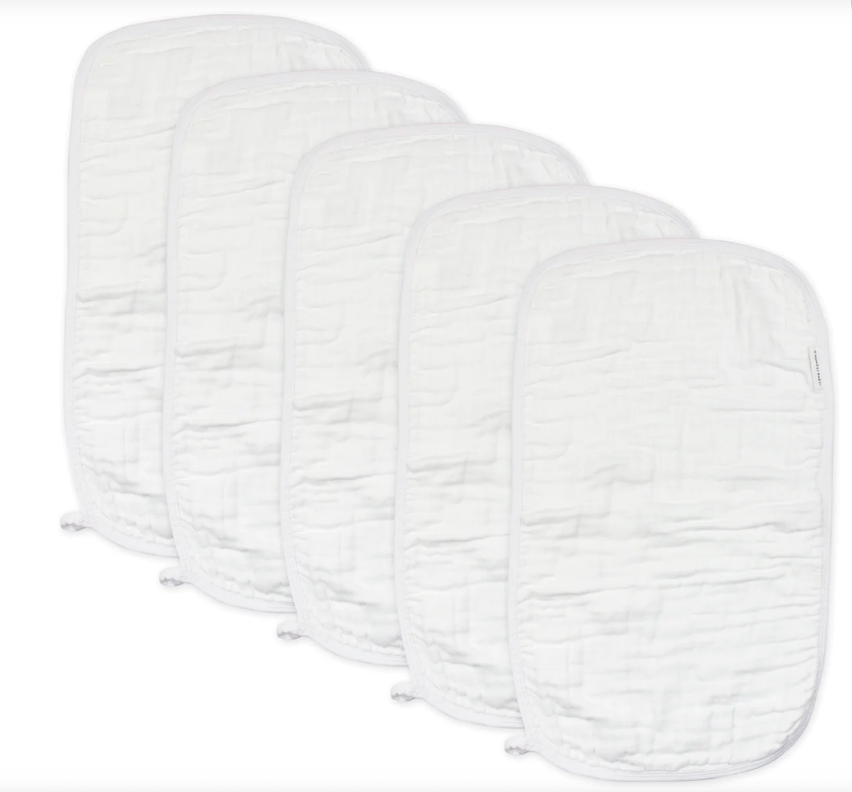 5-Pack Organic Burp Cloths, Bright White